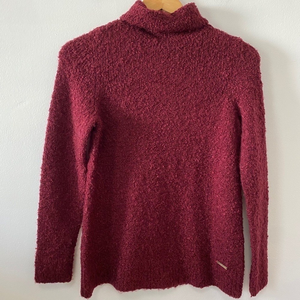 Michael Kors Burgundy Fuzzy Turtle Neck Sweater
